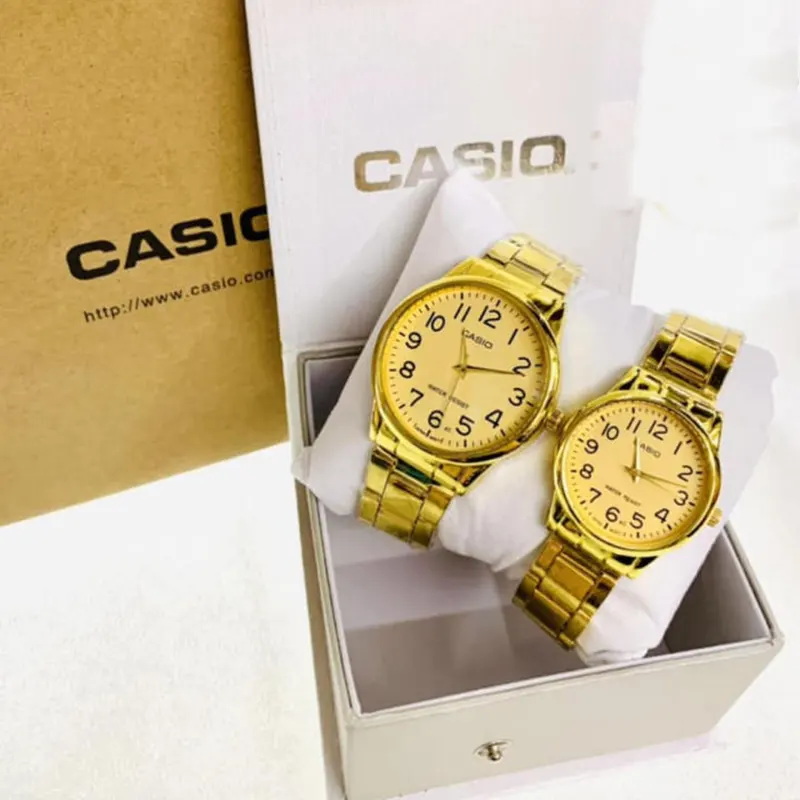 Casio Gold-tone Couple Watch- MTP/LTP-V001G-9B